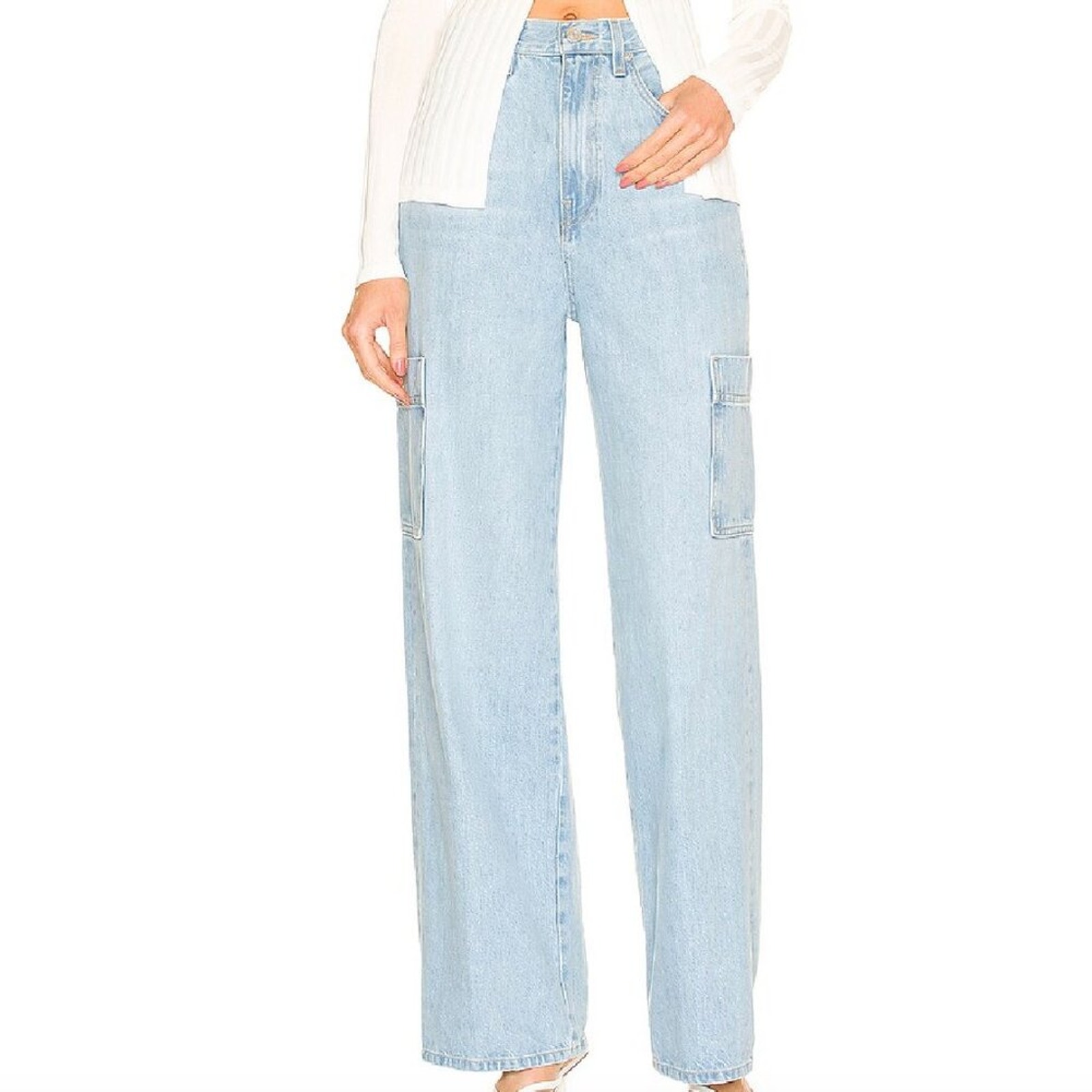 Frame High Rise Baggy Pocket Jeans Genoa Light Wash Size 29 Cotton